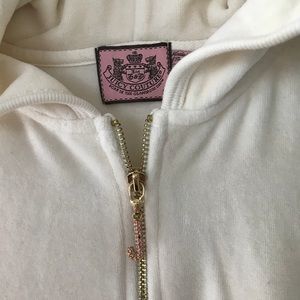 Juicy Courture ivory velour full zip hoodie Small